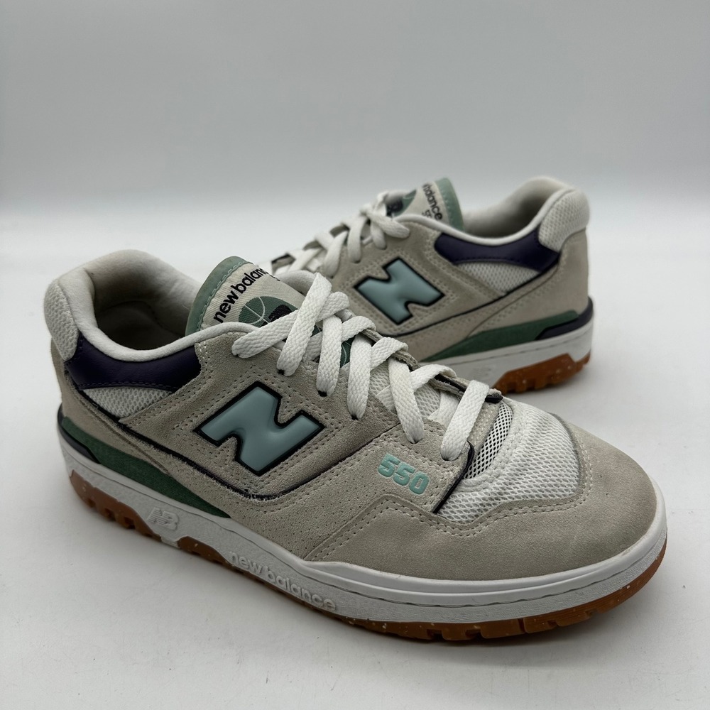 New Balance 550 BBW550NB Women 9.5 / Mens 8‎ Beige Blue Suede Mesh Low Top Shoes